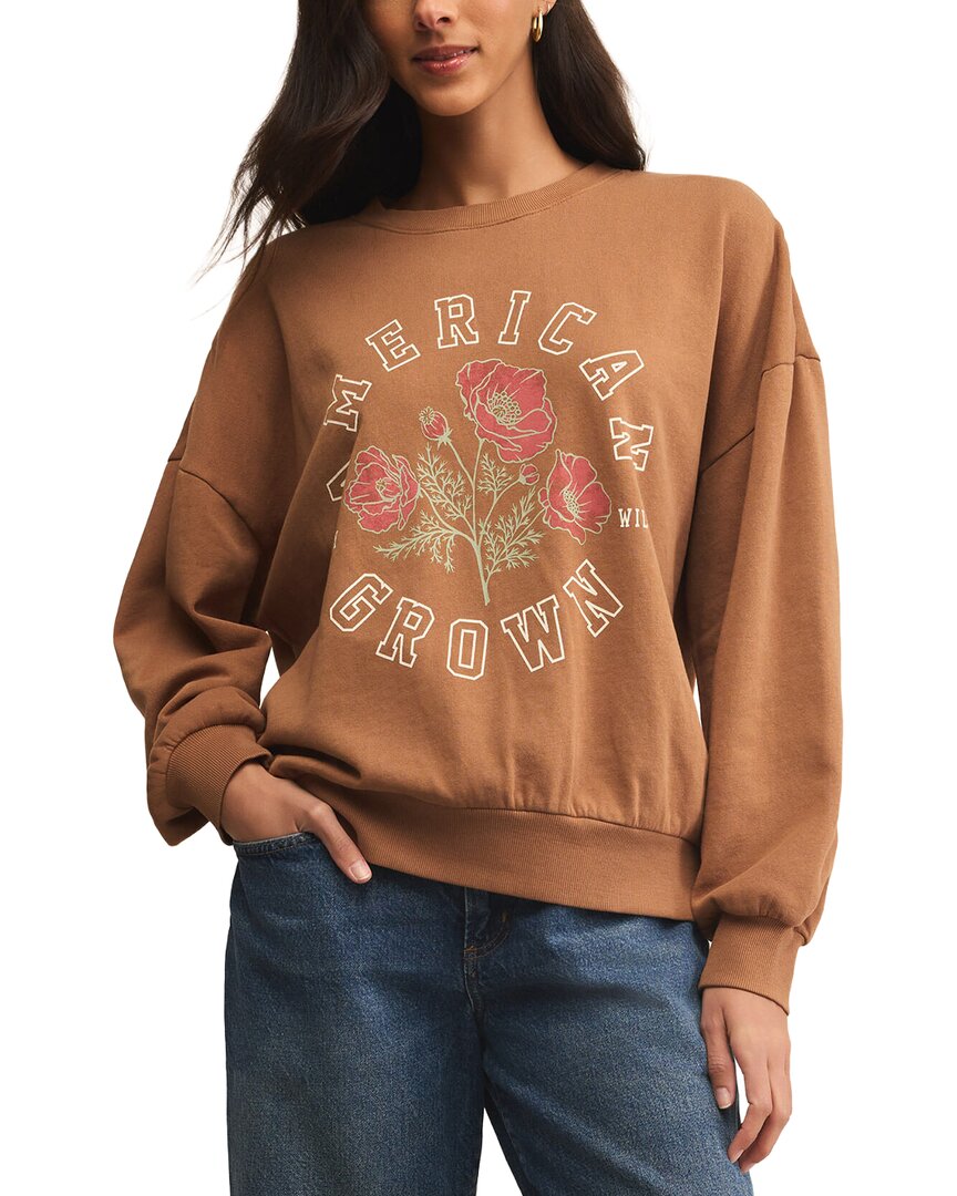 Z Supply Stay Wild Sunday Sweatshirt In Brown