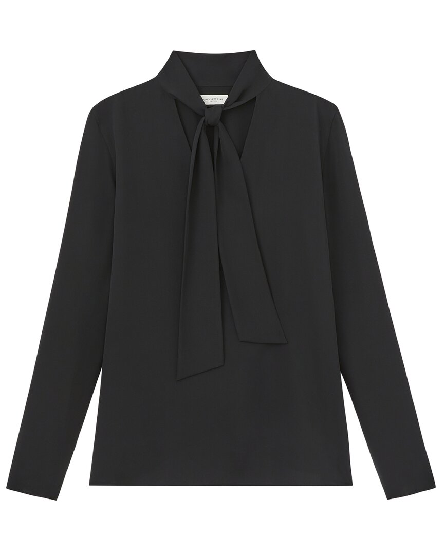 Lafayette 148 New York Tie Collar Blouse In Black