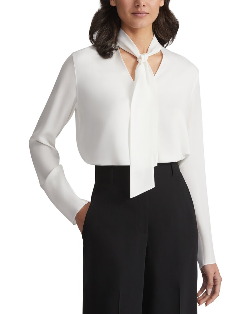 Lafayette 148 New York Tie Collar Blouse In White