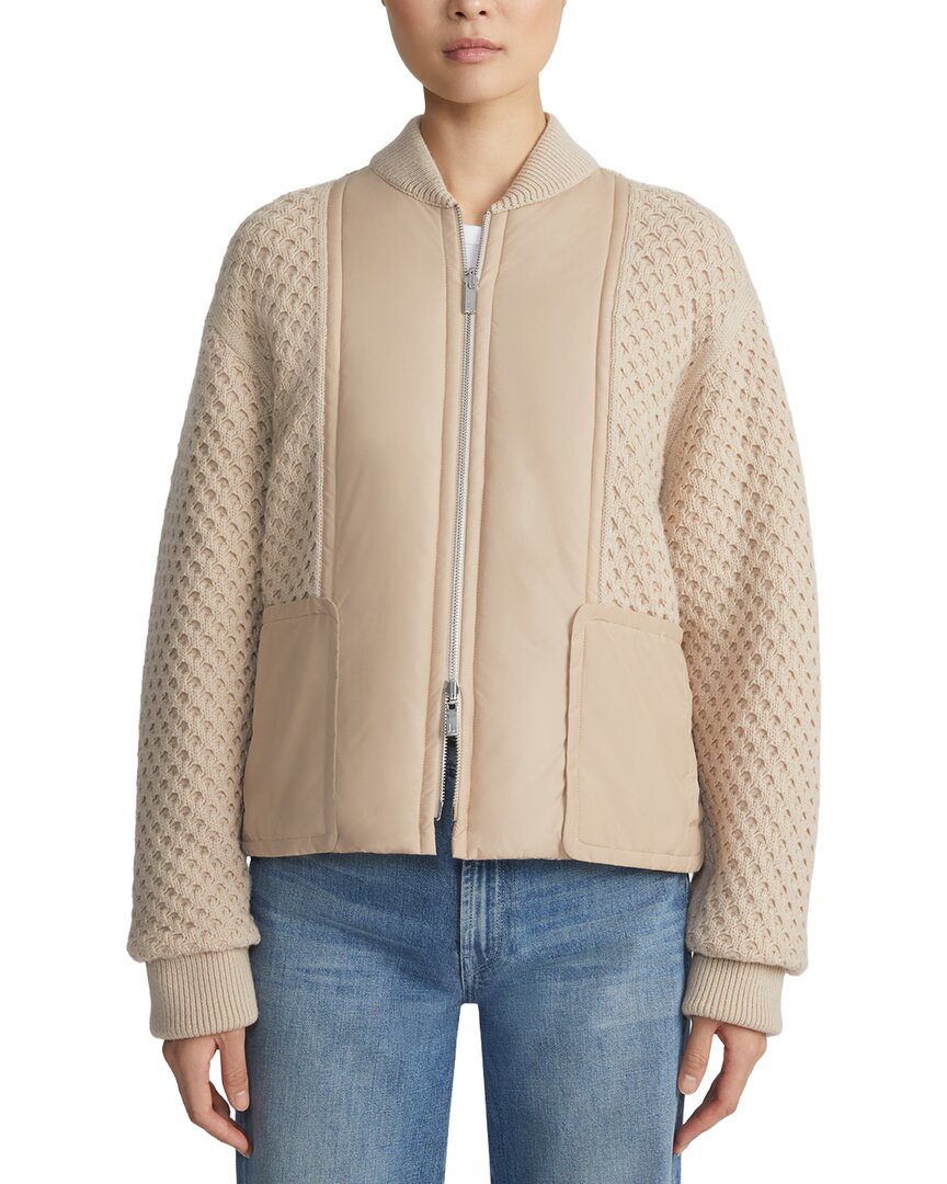 Lafayette 148 New York Reversible Knit Bomber In Neutral
