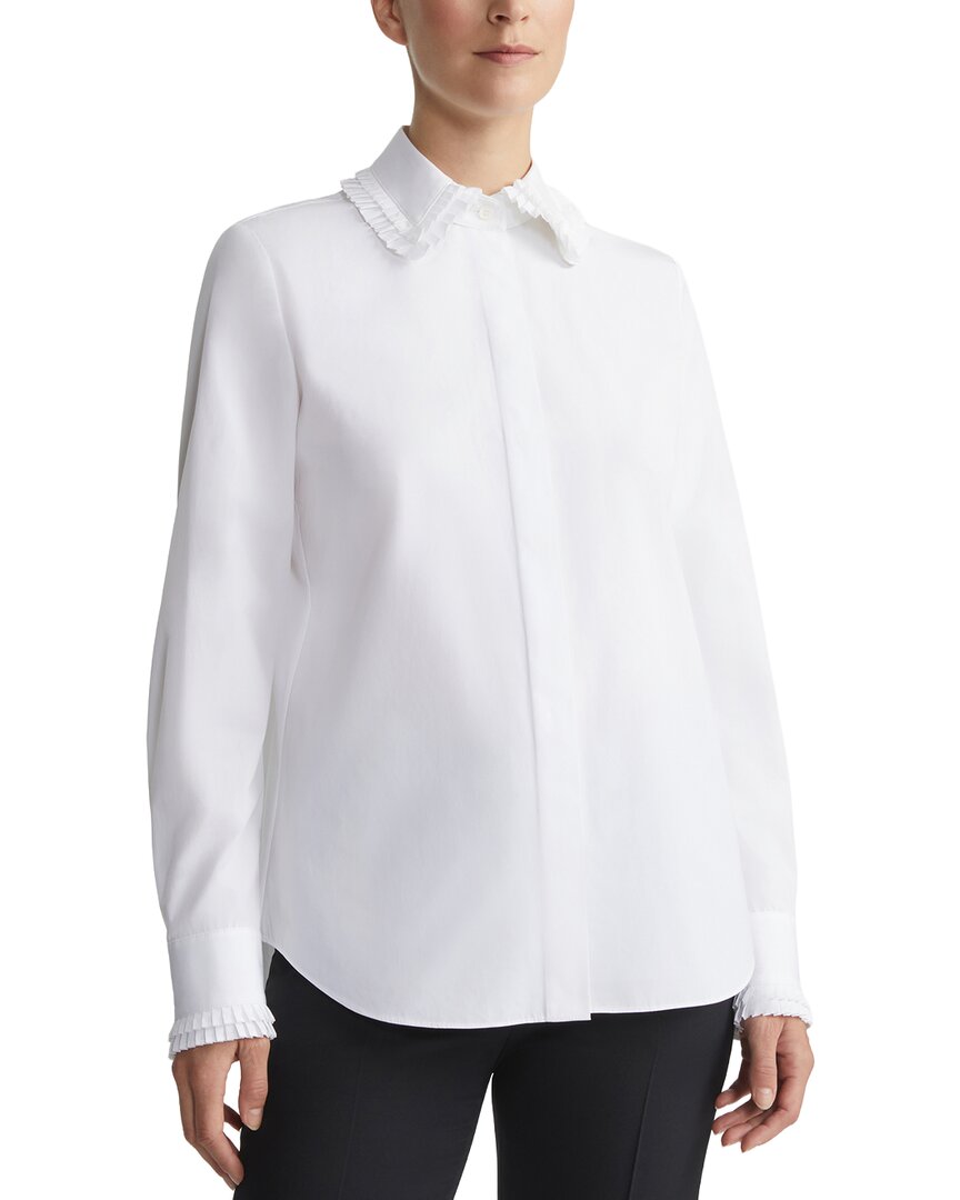 Lafayette 148 New York Pleated Collar Shirt In White