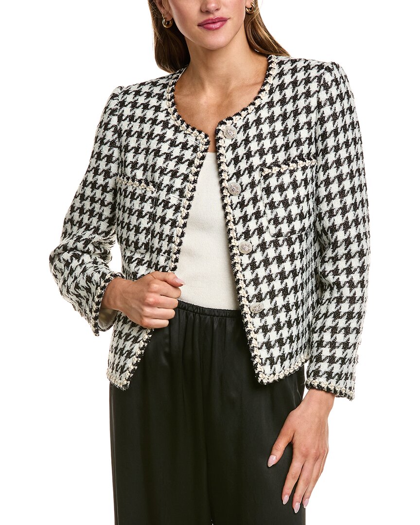 Beulah Knit Houndstooth Wool-blend Jacket In Black