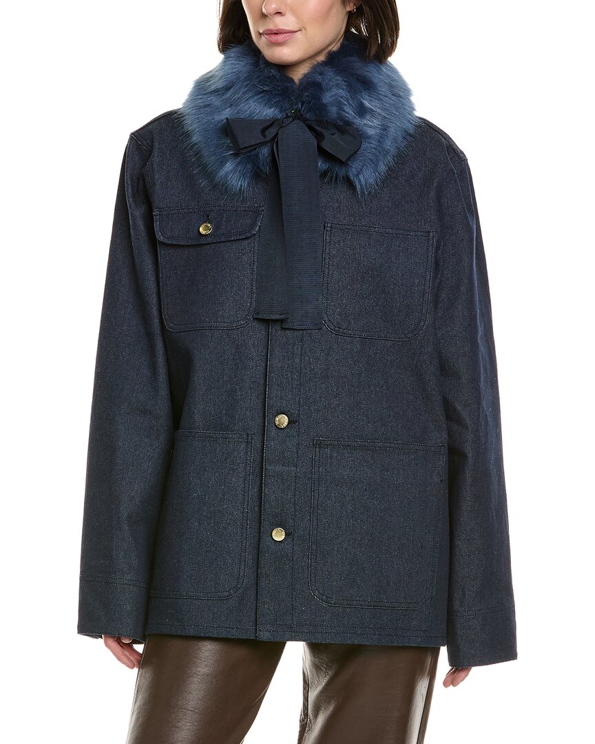 Cynthia Rowley Detachable Collar Jacket In Gray