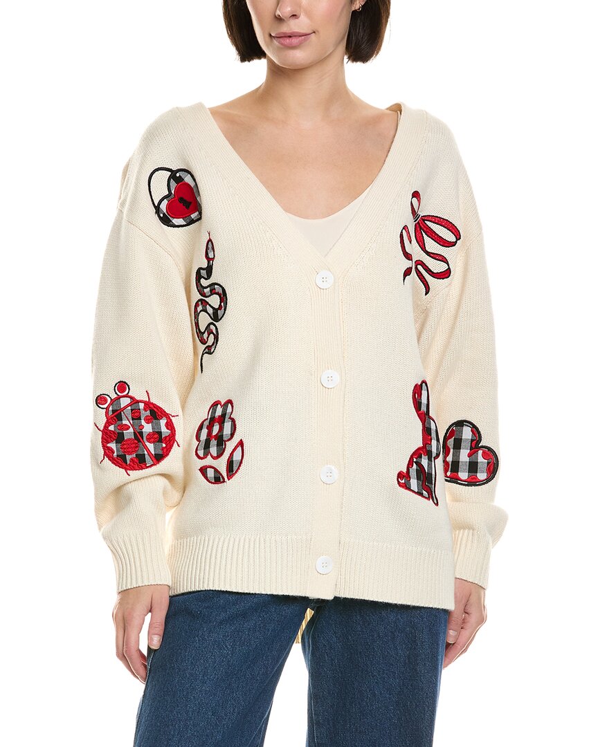 Cynthia Rowley Wool & Cashmere-blend Motif Cardigan In White