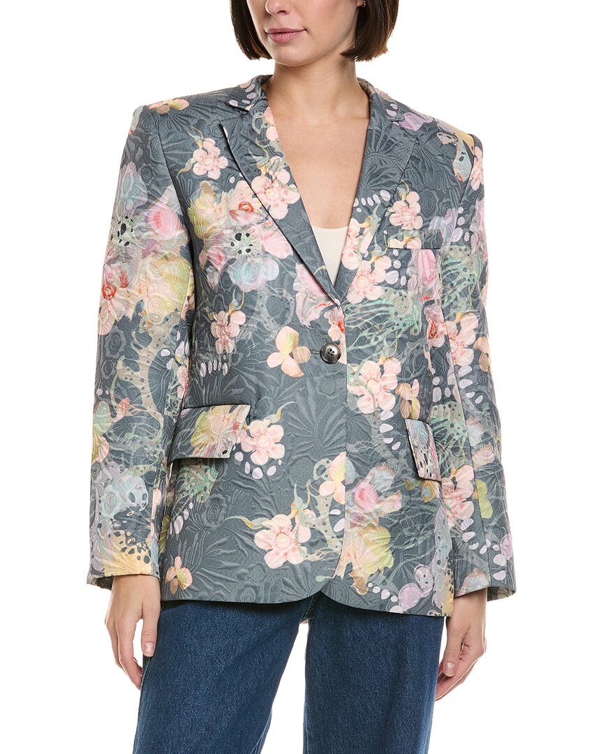 Cynthia Rowley Printed Brocade Oversized Blazer In Multi