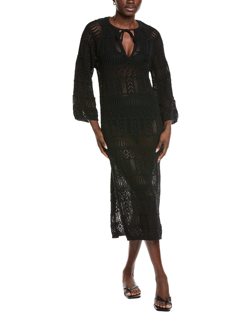 Elan Crochet Kaftan In Black