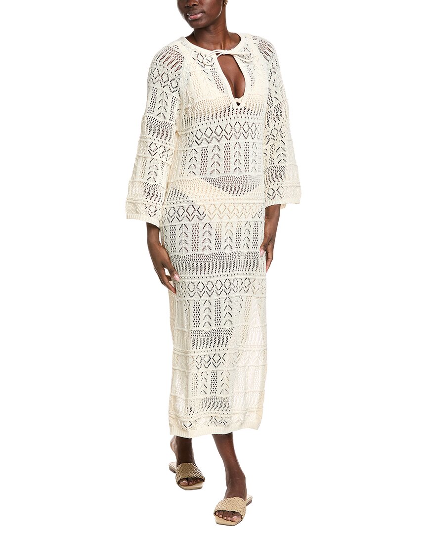Elan Crochet Kaftan In Neutral
