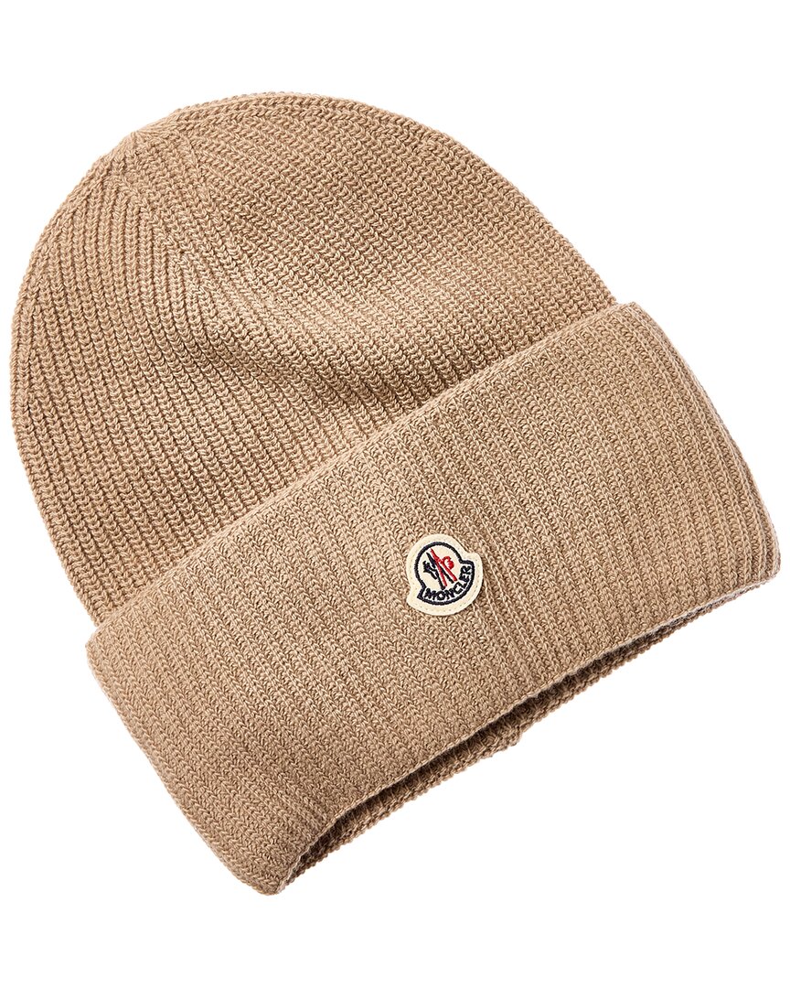 Moncler Wool Beanie In Brown