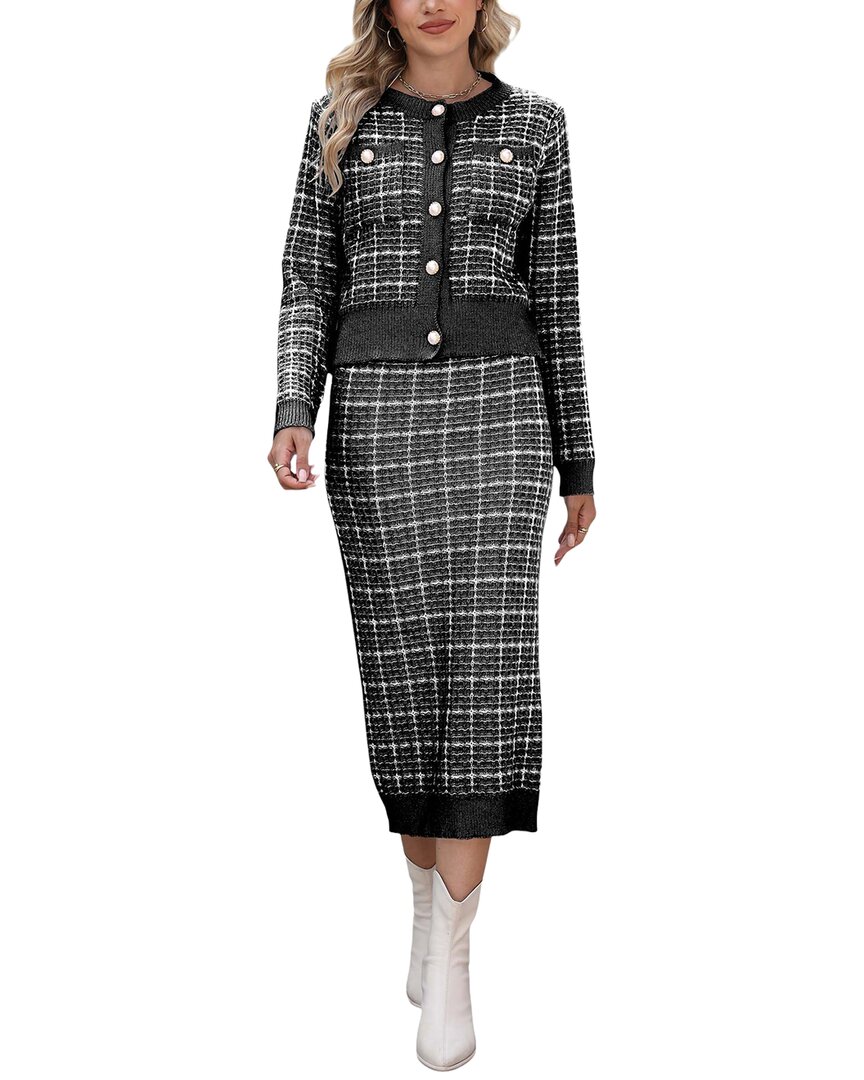 Nino Balcutti 2pc Cardigan & Skirt Set In Gray