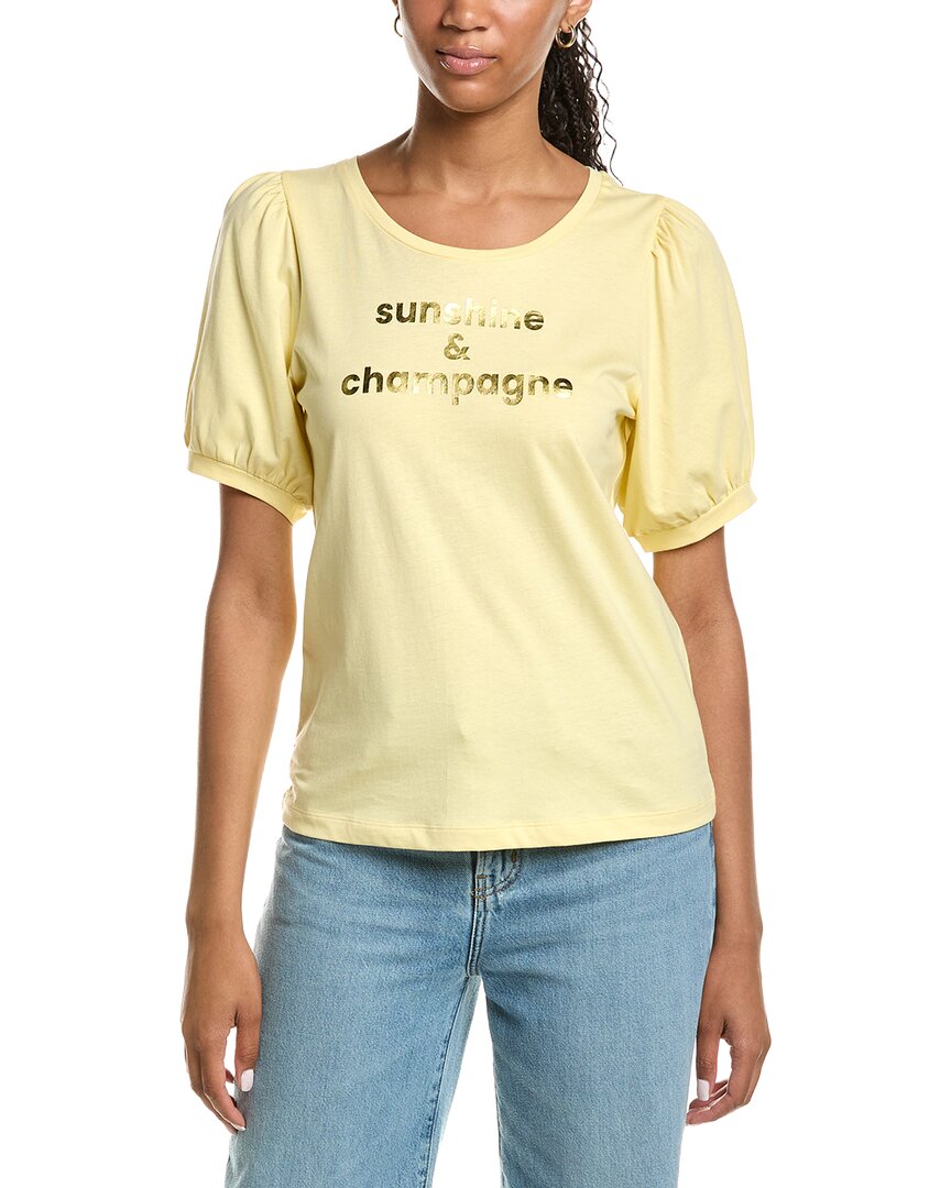 Ichi Ihlamyna Puff Sleeve T-shirt In Yellow