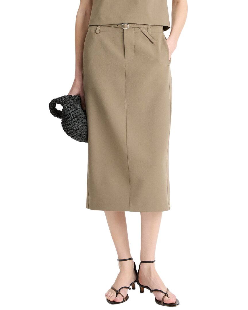 Vince Green Belted Pencil Skirt In Green