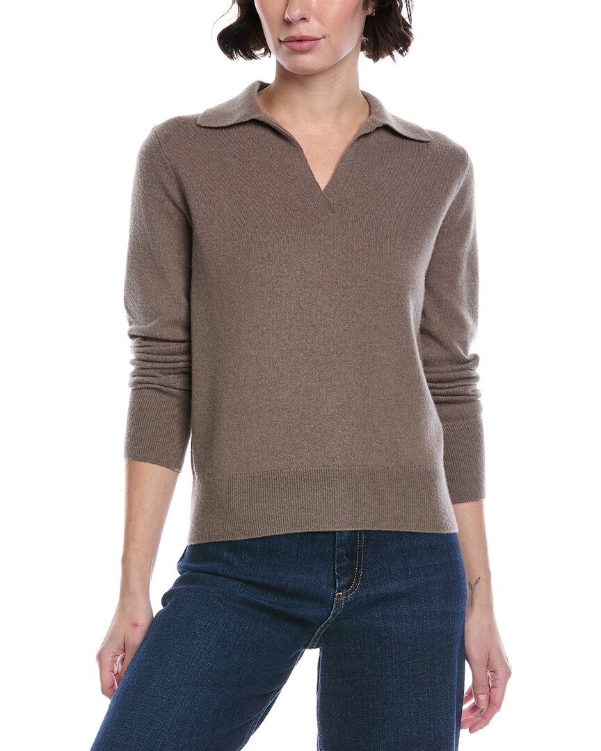 Vince Wool & Cashmere-blend Polo Shirt In Brown