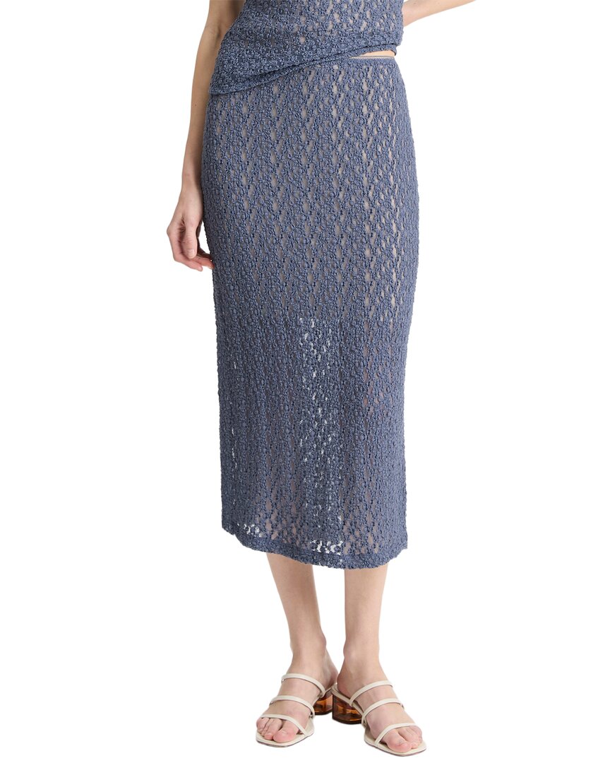 Vince Floral Smocked Skirt In Blue