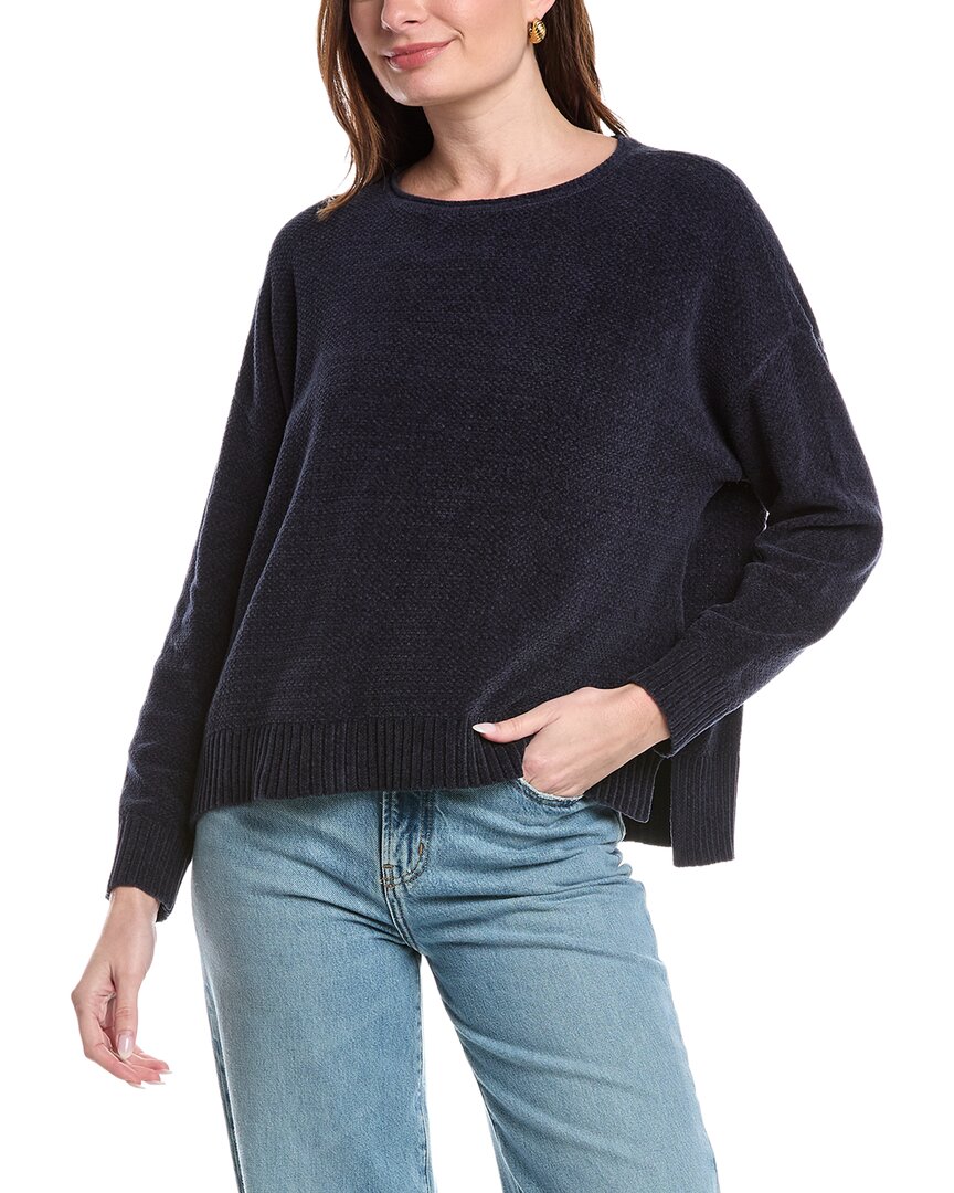 Eileen Fisher Jewel Neck Sweater In Blue
