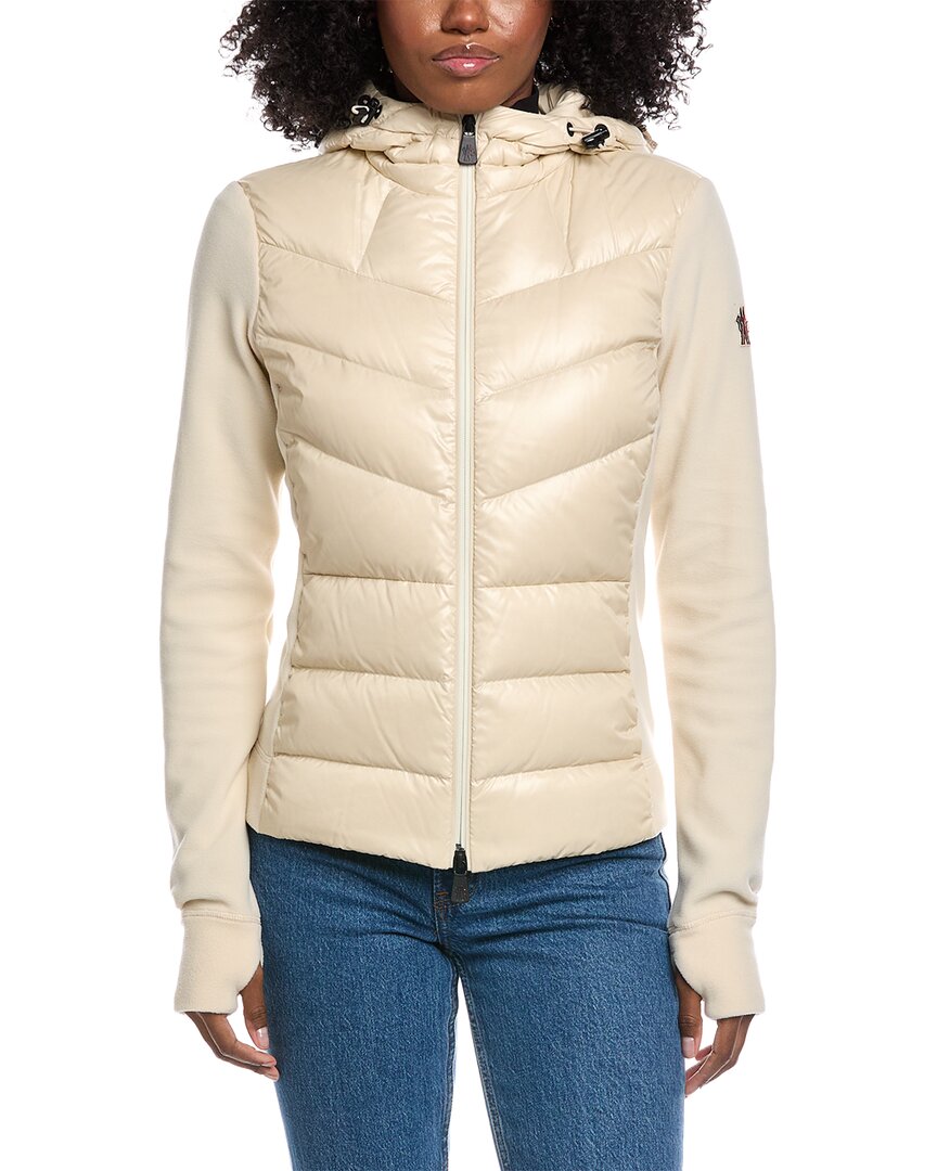 Moncler Fleece Puffer Front Down Jacket In Nude