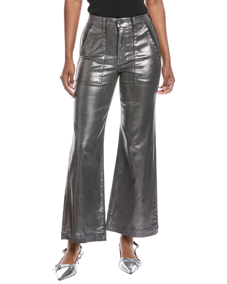 Ramy Brook Cropped Metallic Clifford Wide Leg Pant In Gray