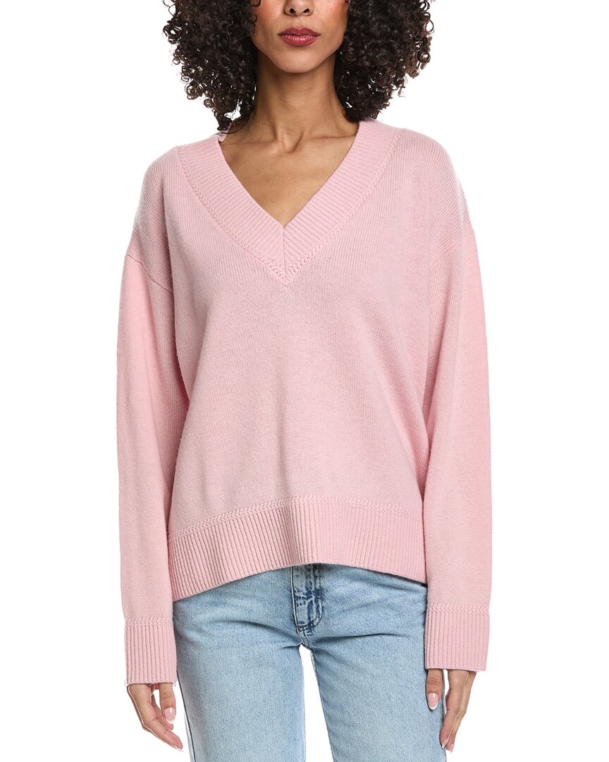 Reveriee Wool V-neck Sweater In Pink