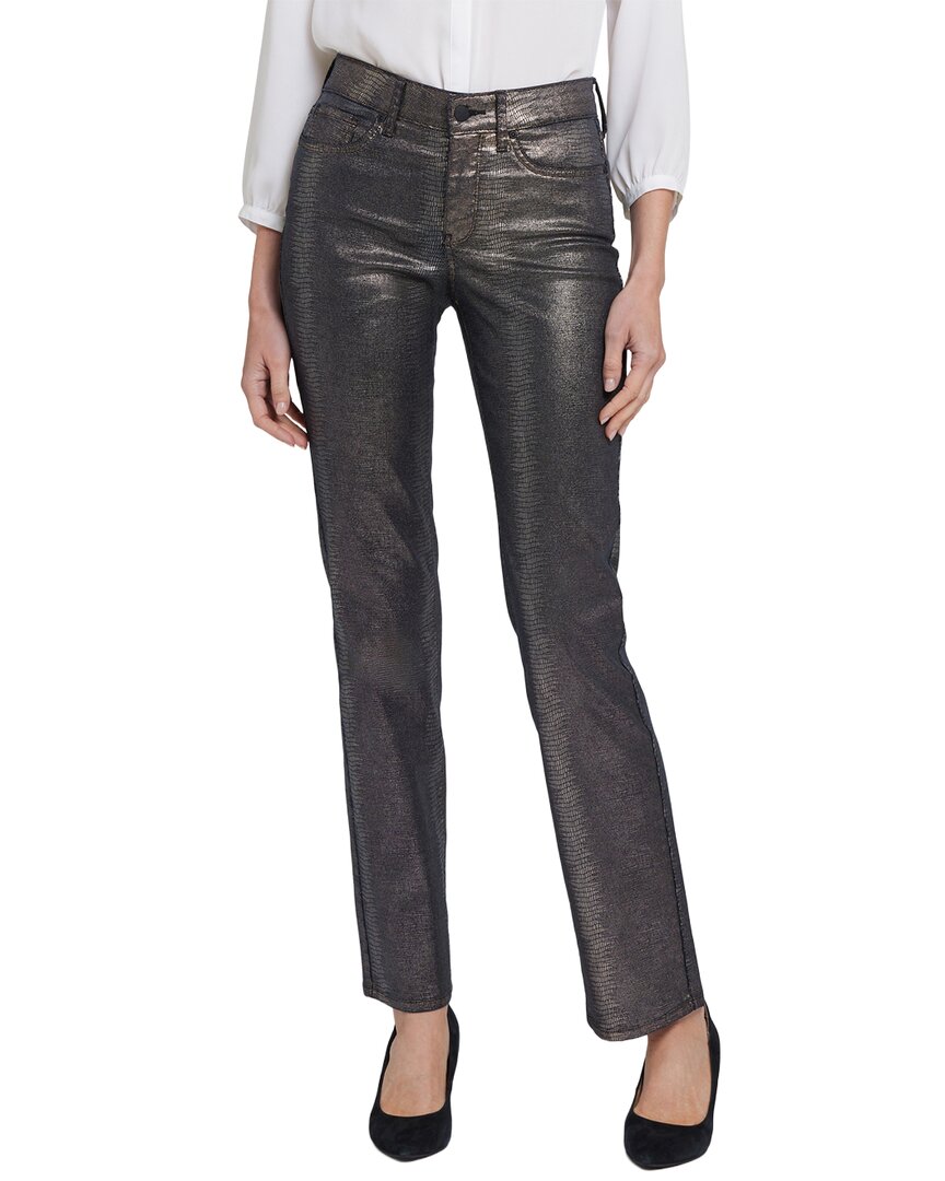 Nydj Marilyn Black Coated Snake Straight Leg Jean In Gray