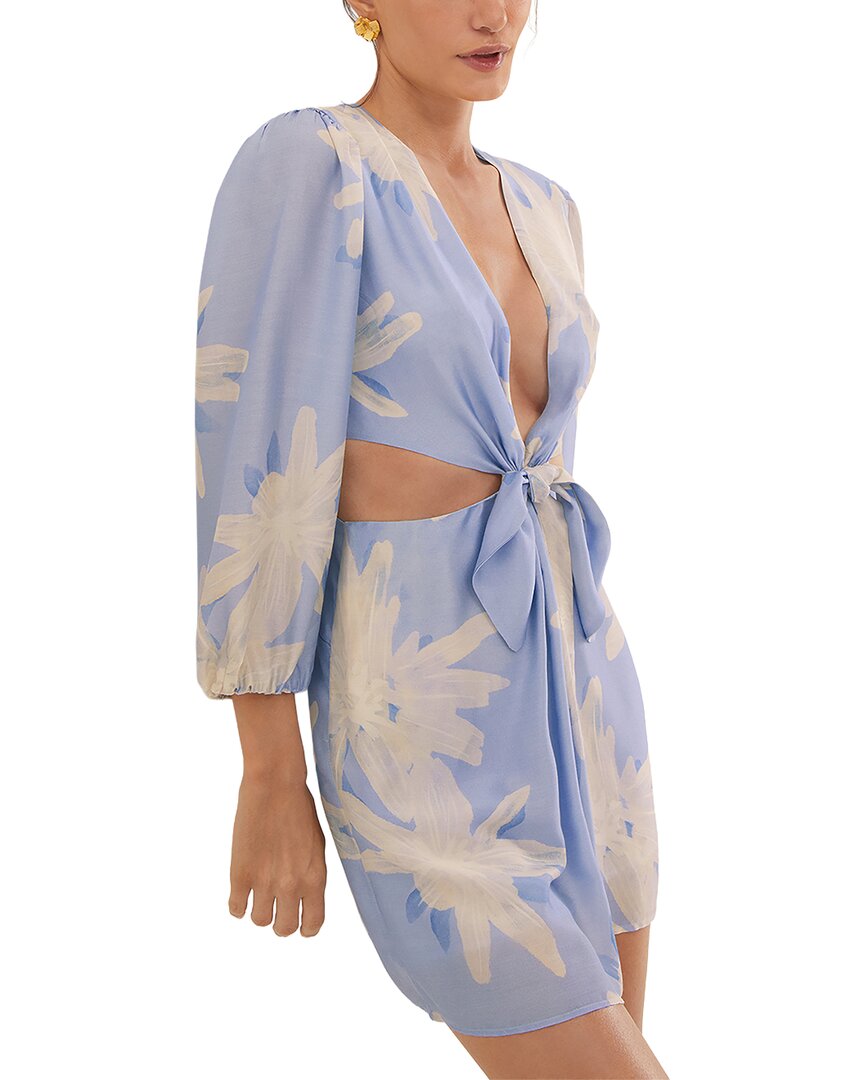 Vix Maliblue Nadi Silk-blend Short Dress In Blue