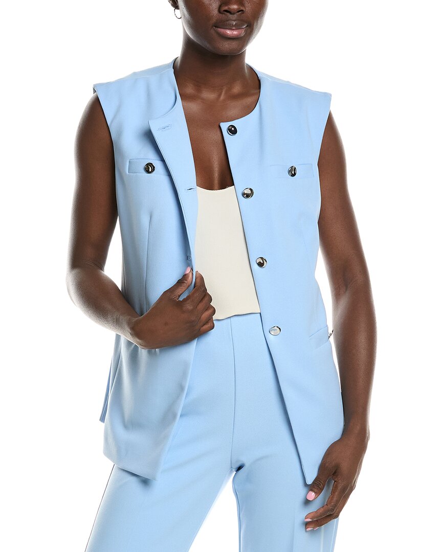 Anne Klein Heavy Cool Crepe Vest In Blue