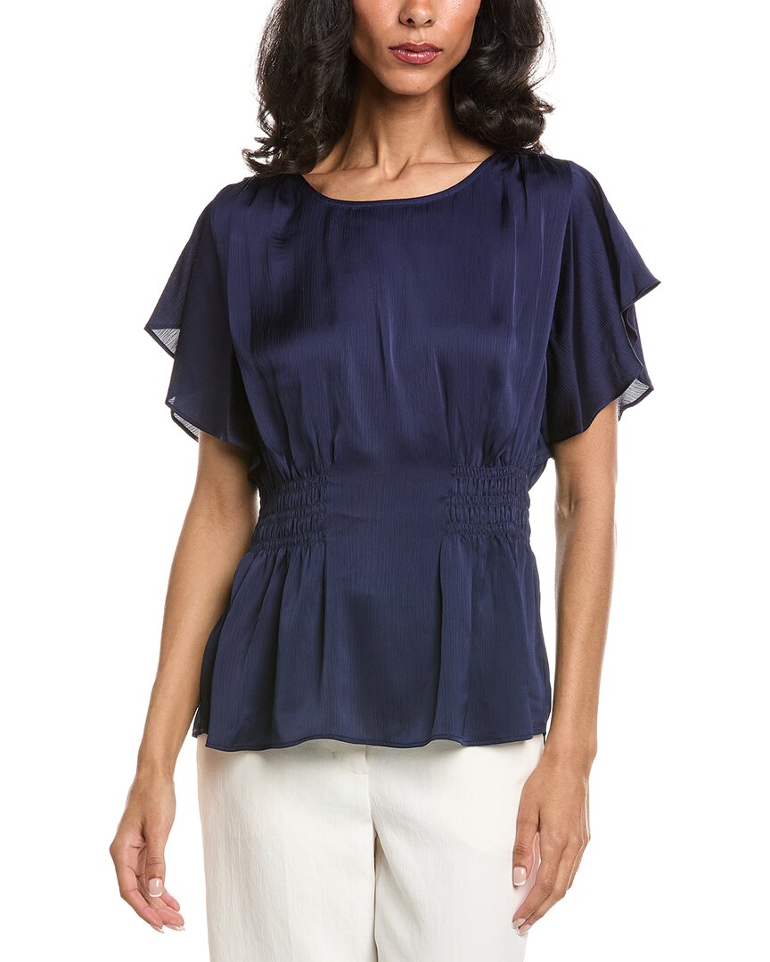 Anne Klein Solid Blouse In Blue
