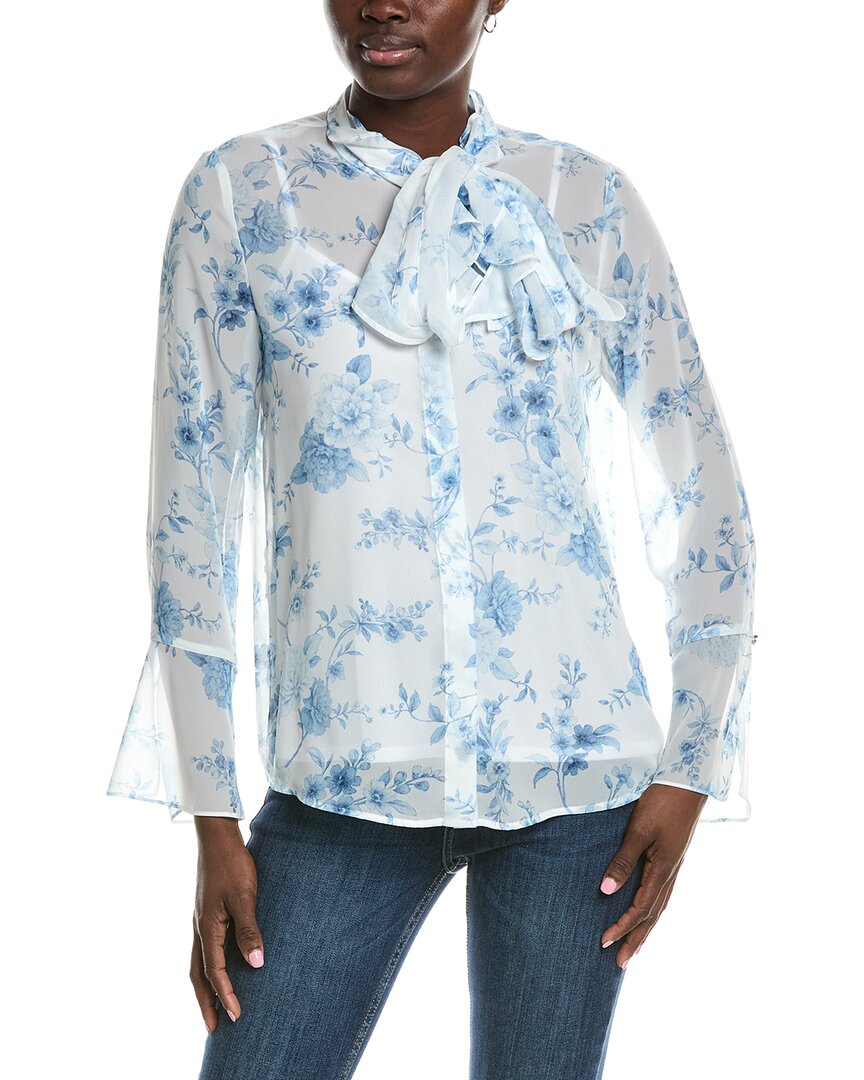 Anne Klein Printed Blouse In White