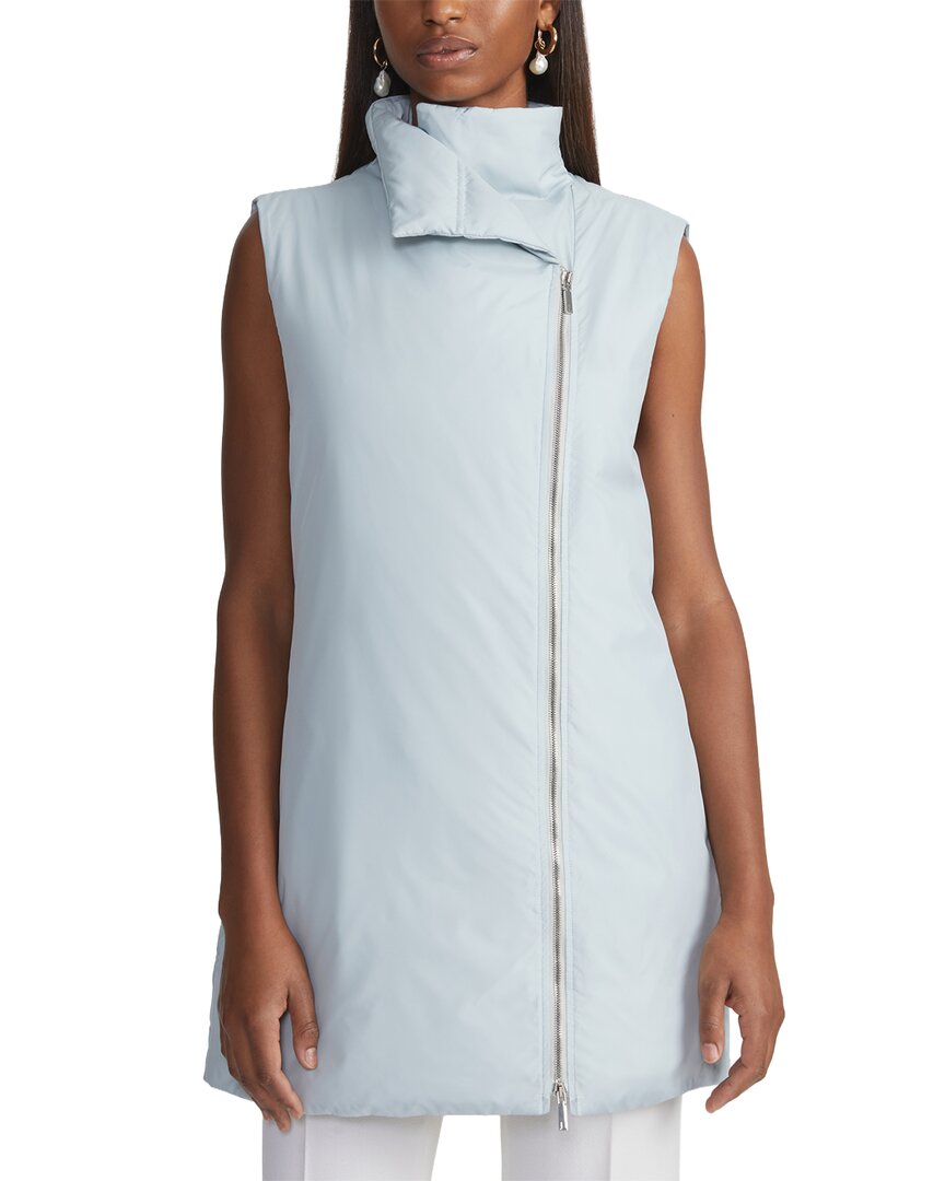 Lafayette 148 New York Petite Stand Collar Down Vest In Blue