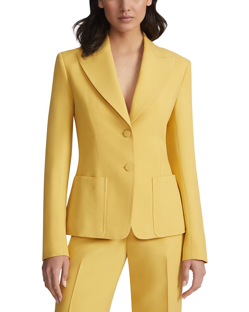 Lafayette 148 New York Pointed Lapel Wool & Silk-blend Blazer In Yellow