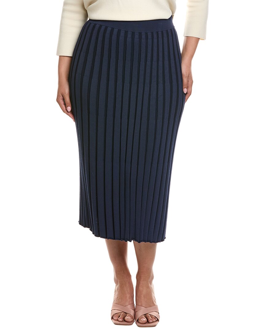 Lafayette 148 New York Plus Ribbed Knit Midi Skirt In Blue