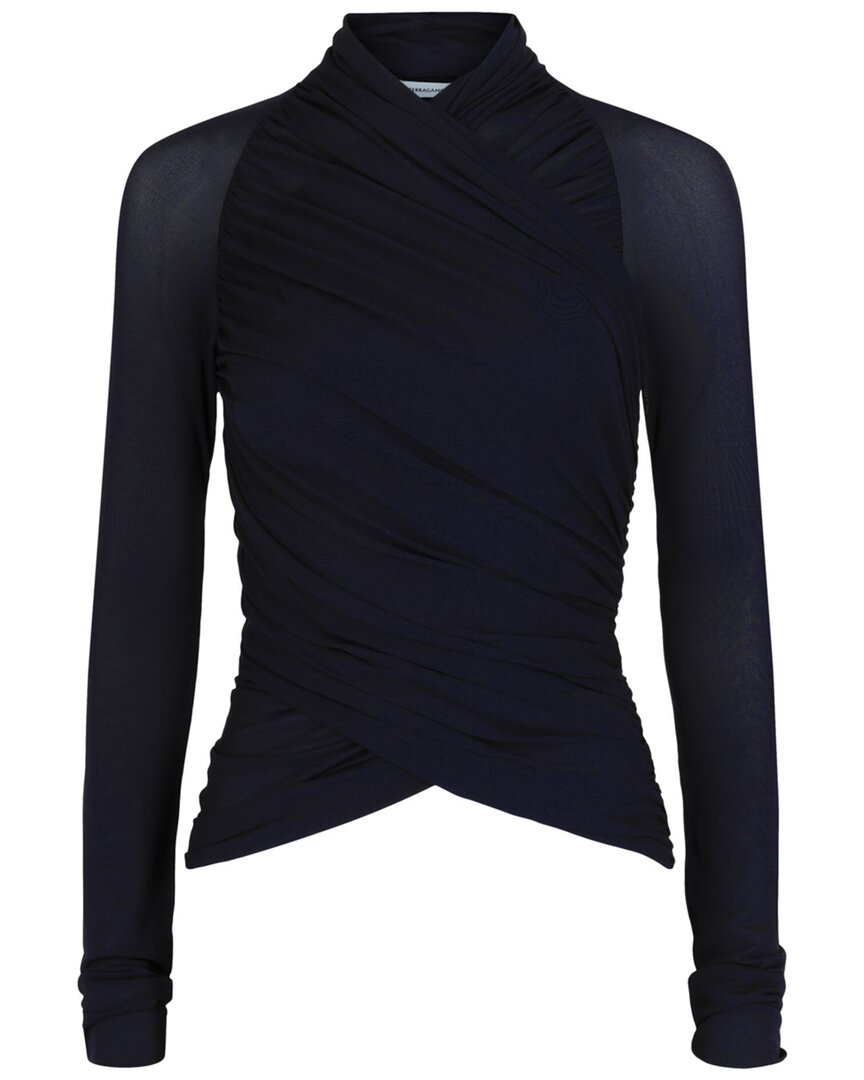 Ferragamo Ruched Top In Blue