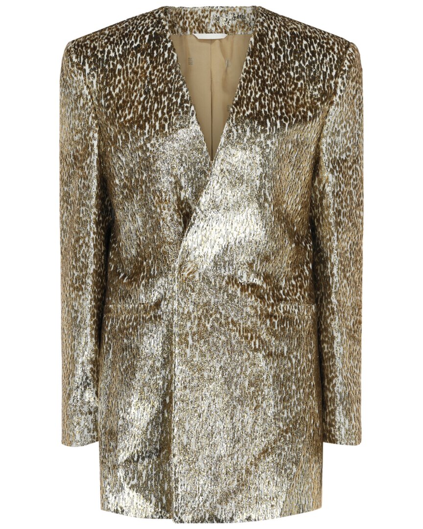 Givenchy Beaded Animal Print Single-breasted Blazer In Brown