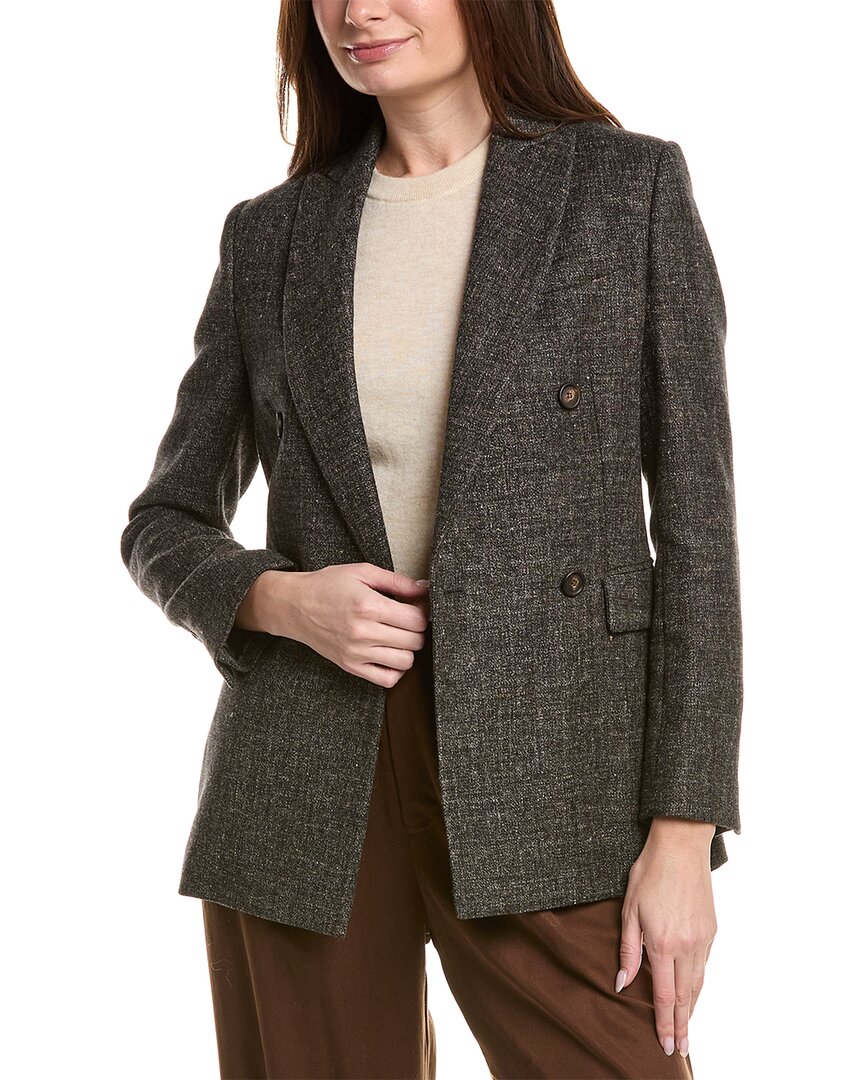 Brunello Cucinelli Wool & Linen-blend Blazer In Black