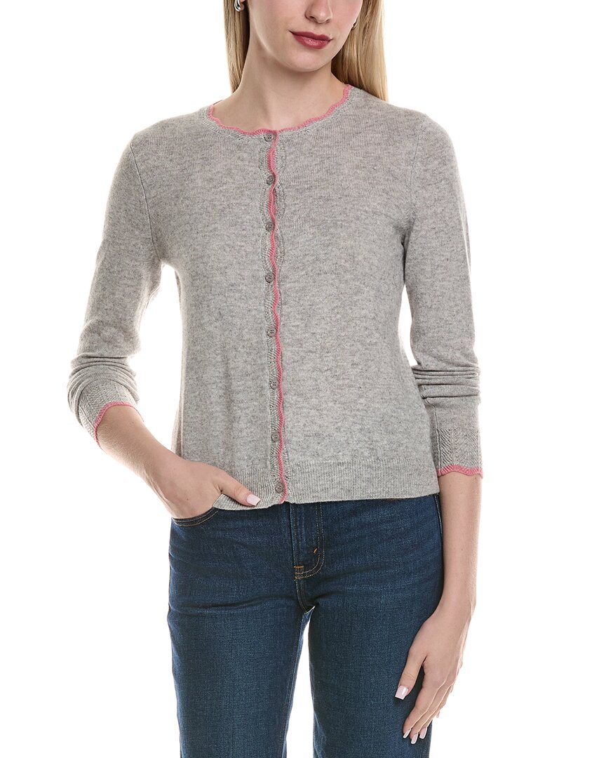 Sofiacashmere Key Item Dnu Tipped Scalloped Wool & Cashmere-blend Cardigan