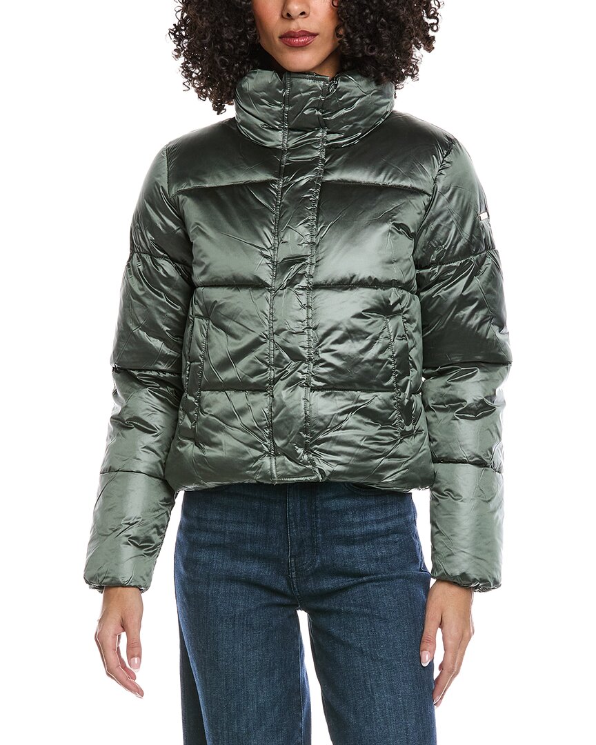 Noize Crop Puffer Jacket In Green