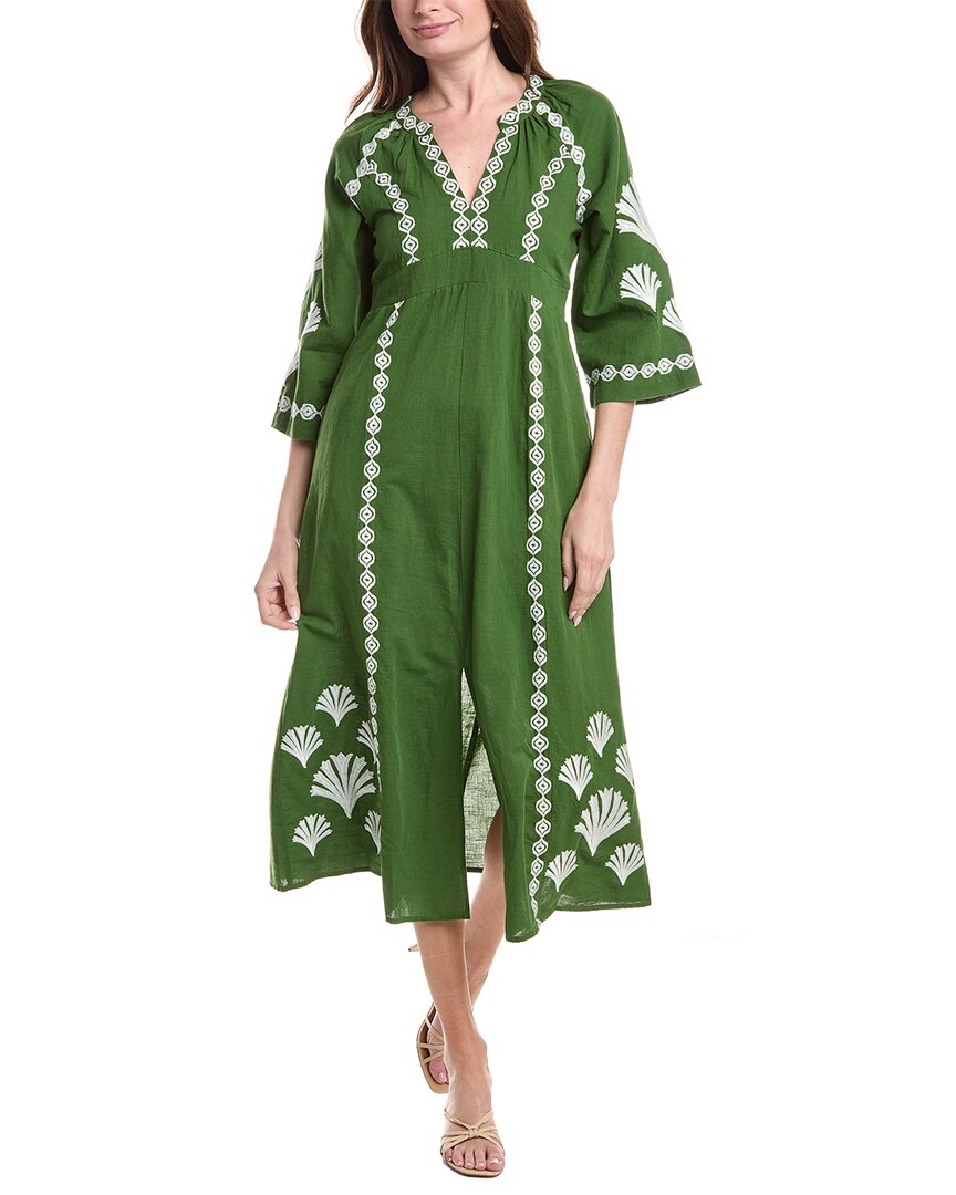 Jude Connally Clementine Linen-blend Maxi Dress In Green