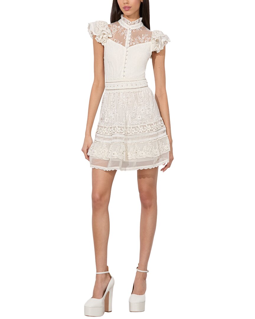 Alice And Olivia Alice + Olivia Vernita Embroidered Mock Neck Sweater In White