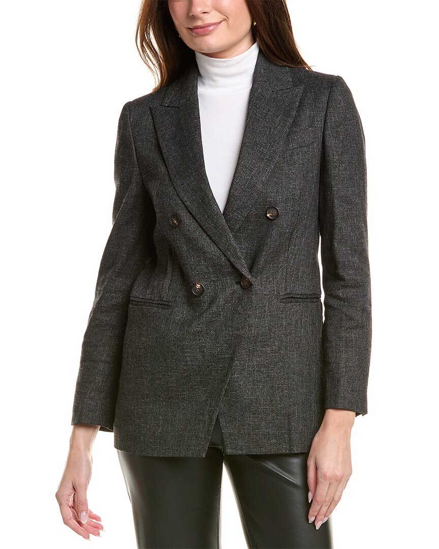 Brunello Cucinelli Linen & Wool-blend Blazer In Gray