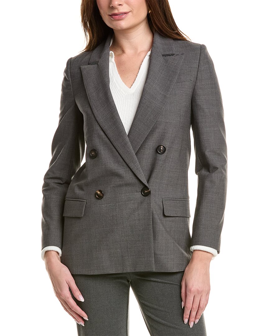 Brunello Cucinelli Wool-blend Blazer In Gray