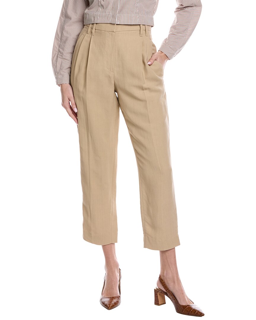 Brunello Cucinelli Linen-blend Pant In Brown