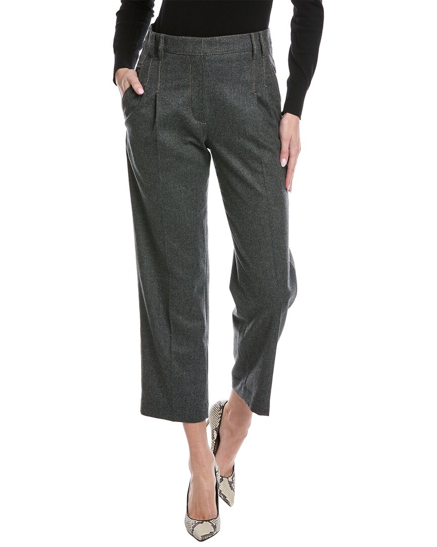 Brunello Cucinelli Wool & Cashmere-blend Pant In Gray