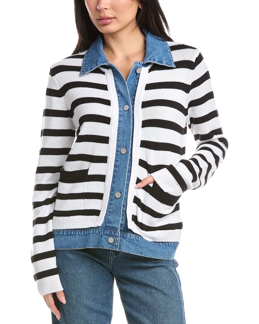 Rd Style Amorie Denim Combo Cardigan In White