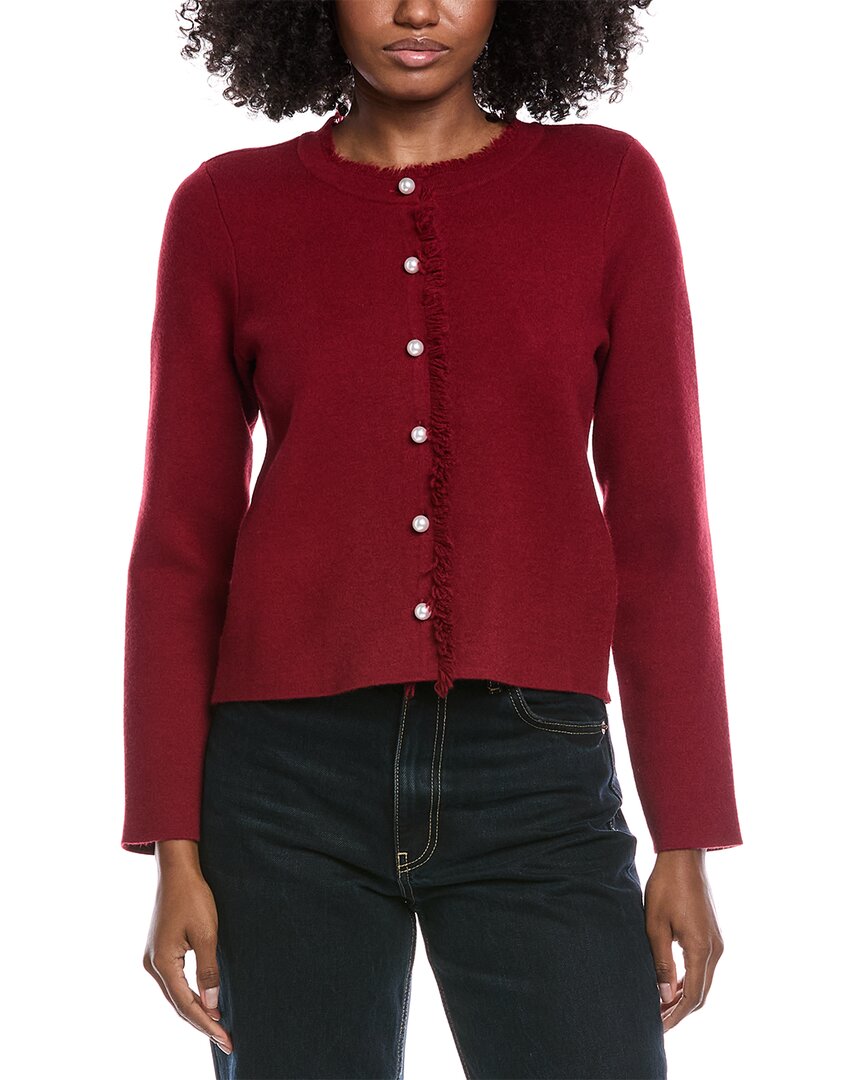 Cece Fringe Cardigan In Red