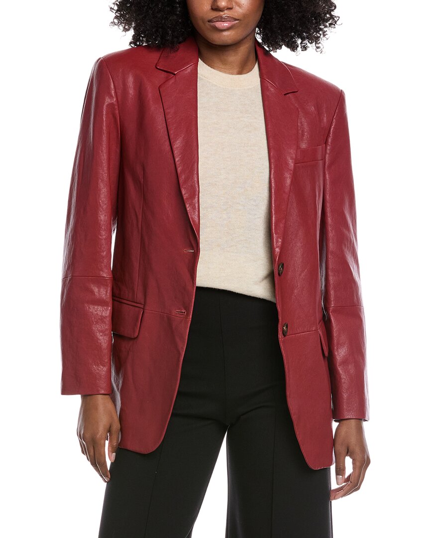 Brunello Cucinelli Leather Blazer In Red