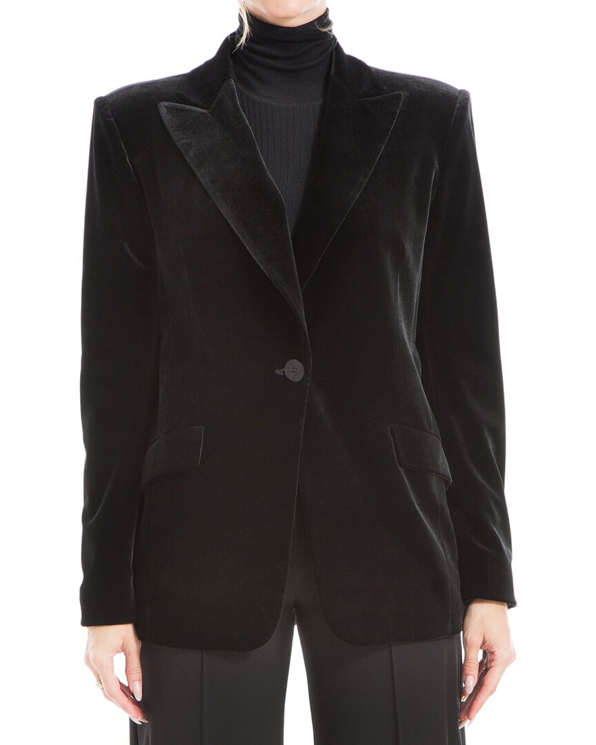 Max Studio Velvet Blazer In Black