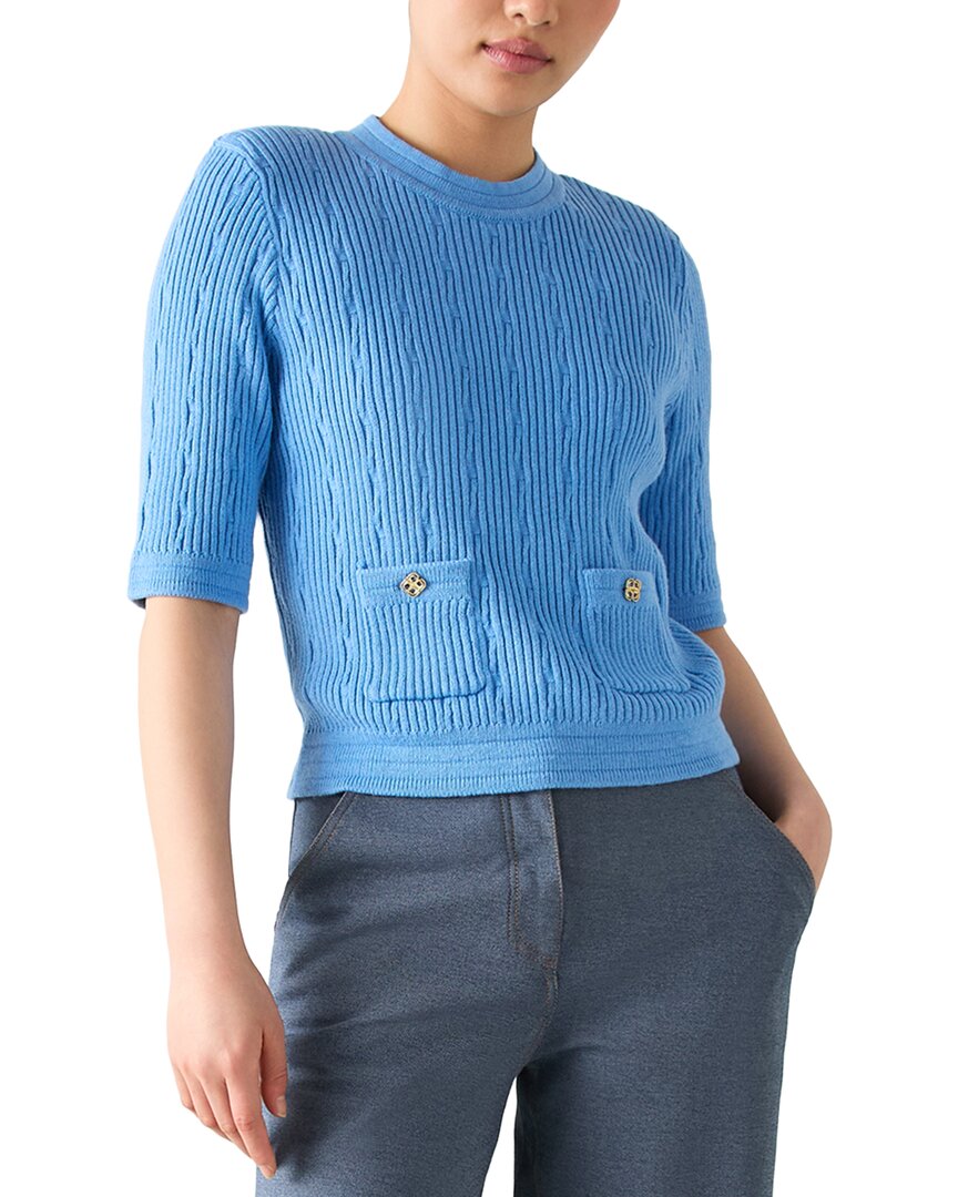 Lk Bennett Shona Knitted Wool-blend Top In Blue