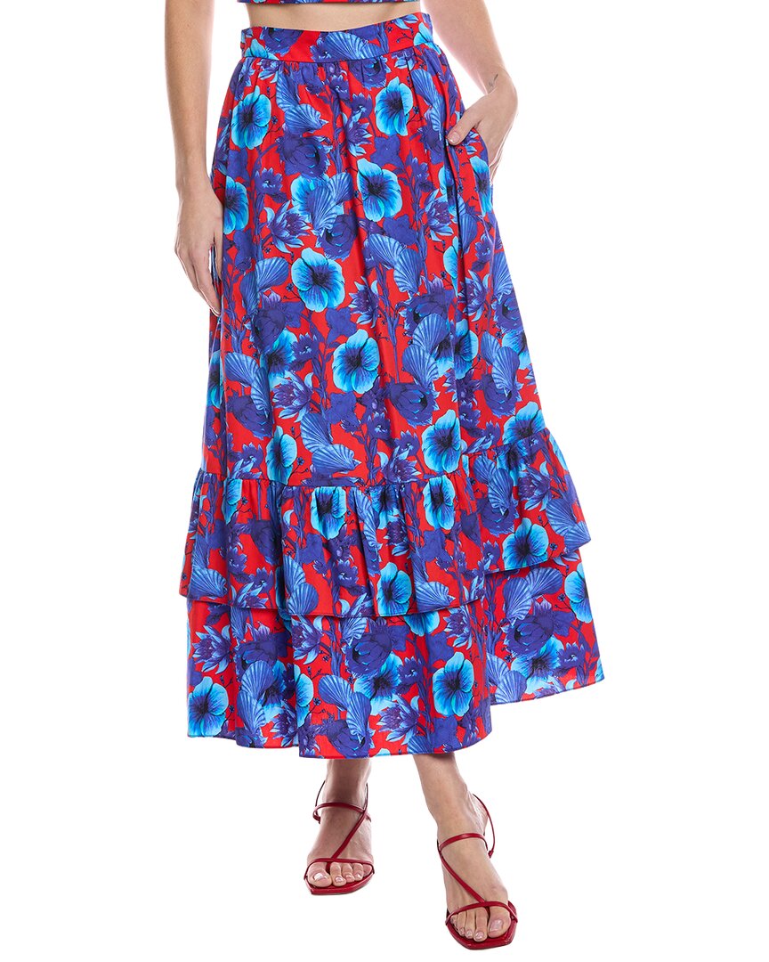Borgo De Nor Paulina Midi Skirt In Blue
