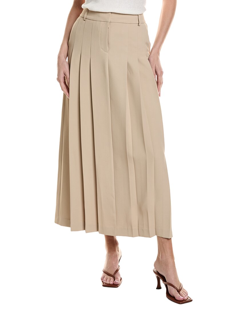 Kenneth Cole Pleated Maxi Skirt In Neutral