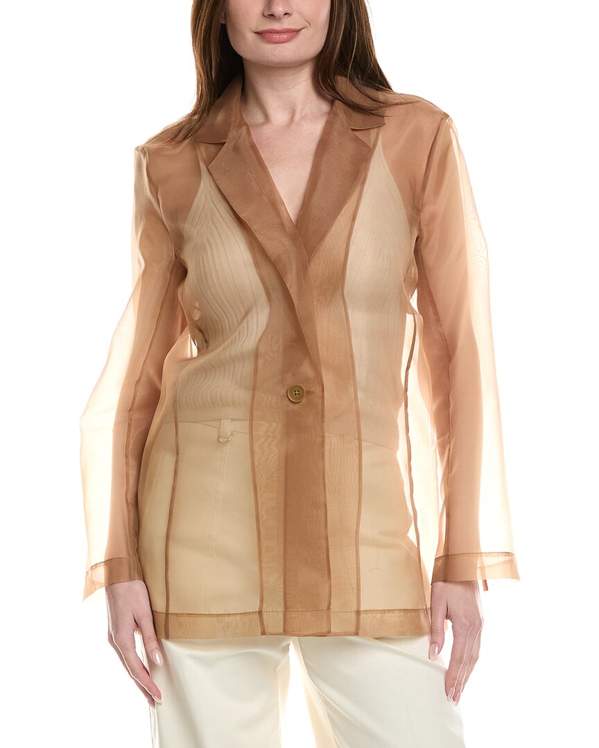 Kenneth Cole Sheer Button Jacket In Brown