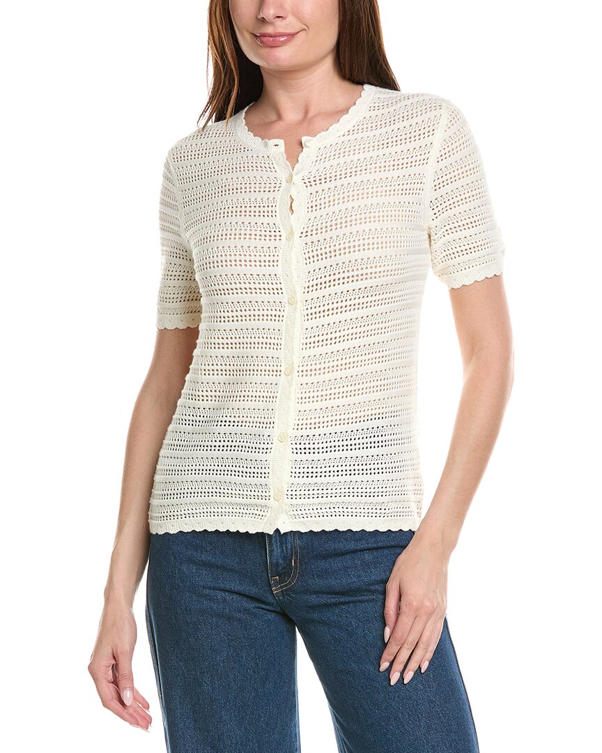 Brooks Brothers Pointelle Cardigan In White