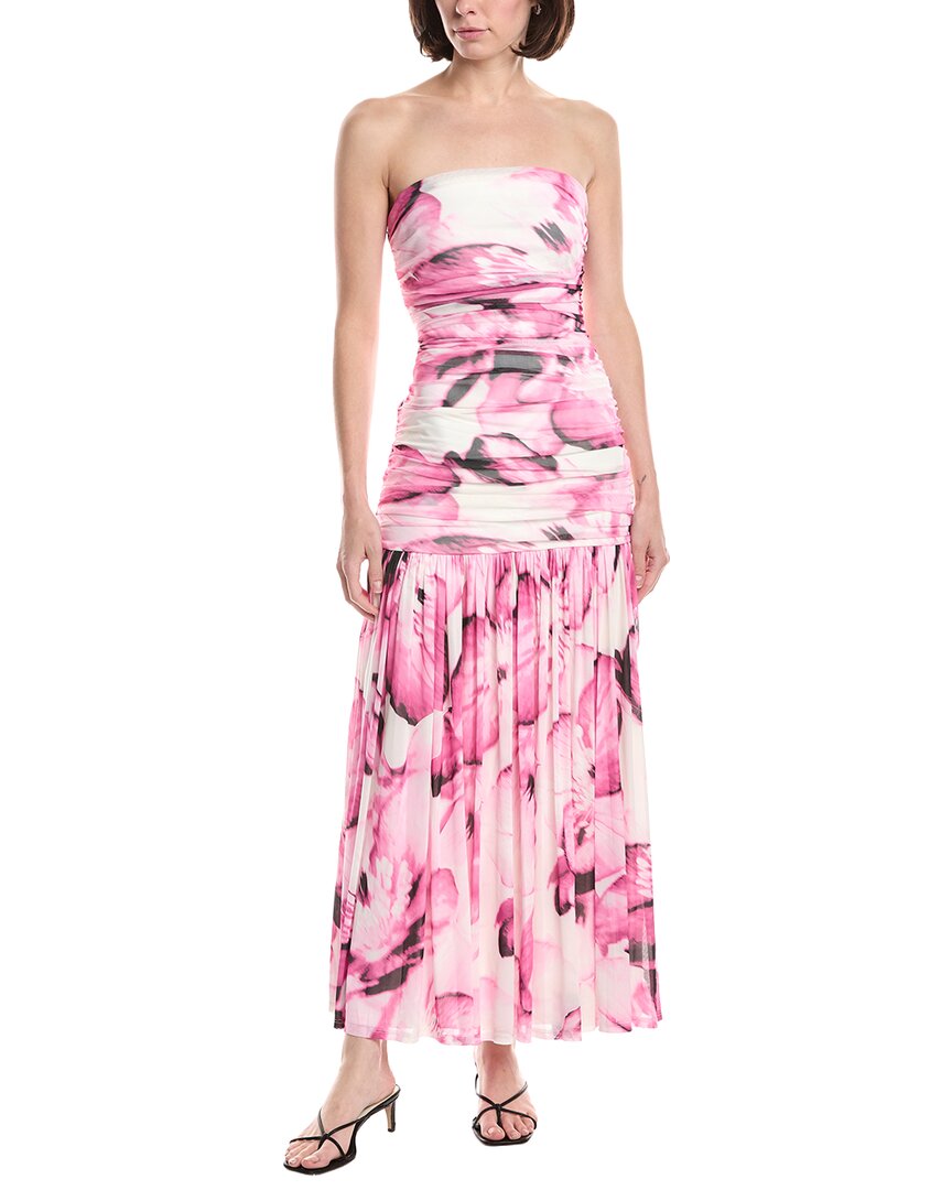Kenneth Cole Strapless Printed Mesh Maxi Dress